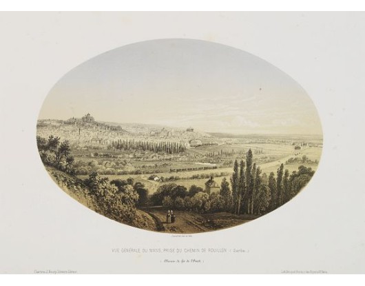 JACOTTET, J. - Vue générale du Mans, prise du chemin de Rouillon.. JACOTTET, J. - Vue générale du Mans, prise du chemin de Rouillon..