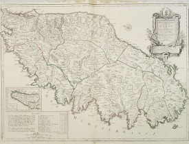 JAILLOT, H. /  SANTINI. -  Carte Particuliere de l'Isle de Corse. Divisée par ses Dix Provinces ou Juridictions et ses quatre Fiefs..