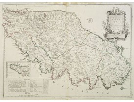 JAILLOT, H. /  SANTINI. -  Carte Particuliere de l'Isle de Corse. Divisée par ses Dix Provinces ou Juridictions et ses quatre Fiefs.. JAILLOT, H. /  SANTINI. -  Carte Particuliere de l'Isle de Corse. Divisée par ses Dix Provinces ou Juridictions et ses quatre Fiefs..