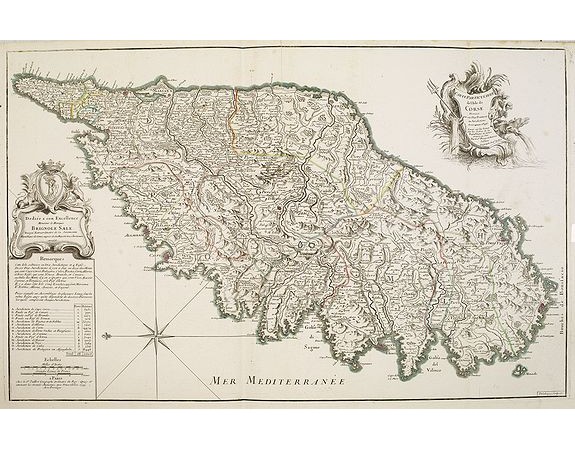 JAILLOT, H. -  Carte Particuliere de L'Isle de Corse Divisée par ses Dix Provinces ou Juridictions et ses quatre Fiefs…