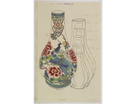 FOURMAINTRAUX, G. / DESVRES -  Designs for porcelain vase with chinese motif.