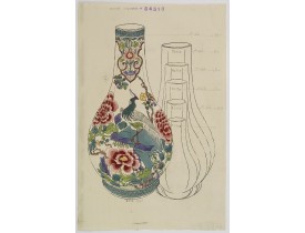 FOURMAINTRAUX, G. / DESVRES -  Designs for porcelain vase with chinese motif. FOURMAINTRAUX, G. / DESVRES -  Designs for porcelain vase with chinese motif.