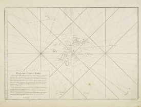 APRES DE MANNEVILLETTE, J-B. N. d'. - [Seychelles].Carte réduite de l'Océan Oriental Septentrional … avec les Isles de Ceylan, Maldives et Laquedives [ au verso carte manuscrite des Seychelles]/ Plan des Isles Mahé [ au verso carte manuscrite de Praslin].