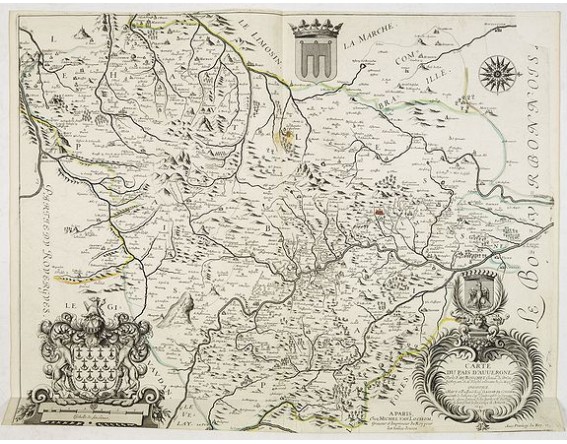 DU BOUCHET. - Carte du pais d'Auvergne. DU BOUCHET. - Carte du pais d'Auvergne.