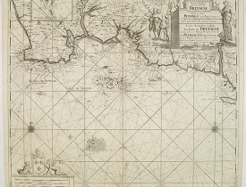 VAN KEULEN, J. - Nieuwe pascaart van een Gedeelte Van Bretagne… /  Carte Marine Pour une Partie des Costes de Bretagne depuis L'isle de Groa Jusqu'a Le Roches de Penmarcke…