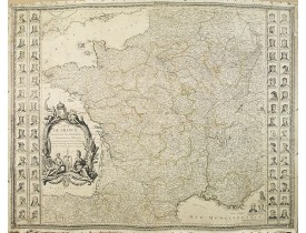 DE LA FOSSE, J.B. -  Carte de France divisée en ses Provinces et Gouvernement militaires avec toutes les Principales Routes du Royaume et Assujettie aux Observations de Mrs de l'Académie des sciences.  . .