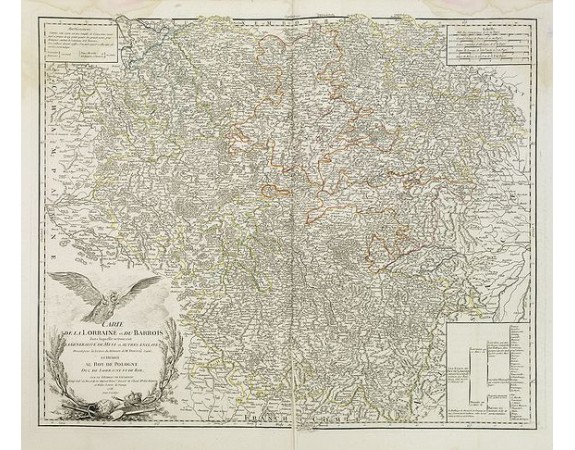 ROBERT DE VAUGONDY, G. - Carte de la Lorraine et du Barrois. . . ROBERT DE VAUGONDY, G. - Carte de la Lorraine et du Barrois. . .