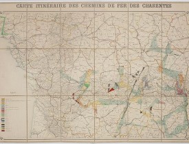 ANONYME. -  Carte itinéraire des chemins de fer des Charentes.