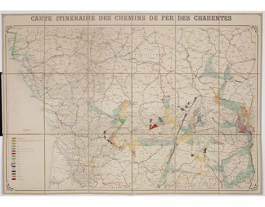 ANONYME. - Carte itinéraire des chemins de fer des Charentes. ANONYME. - Carte itinéraire des chemins de fer des Charentes.