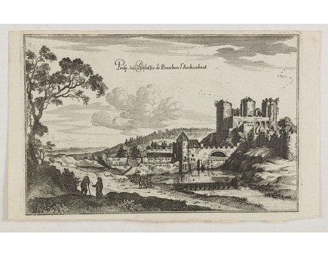 MERIAN, C. - Prosp. des Schlosses de Bourbon l'Archambaut. MERIAN, C. - Prosp. des Schlosses de Bourbon l'Archambaut.