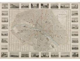TOUSSAINT, A. -  Nouveau plan routier de Paris, ou guide exact dans cette capitale, divisé en 12 arrondissements et en 48 quartiers.