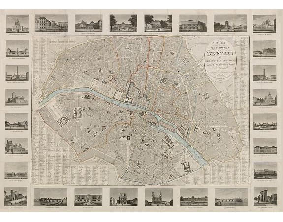 TOUSSAINT, A. -  Nouveau plan routier de Paris, ou guide exact dans cette capitale, divisé en 12 arrondissements et en 48 quartiers.