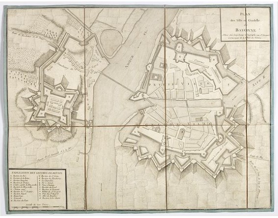 LONGCHAMPS (Sébastien G.). - Plan des ville et citadelle de Bayonne. LONGCHAMPS (Sébastien G.). - Plan des ville et citadelle de Bayonne.
