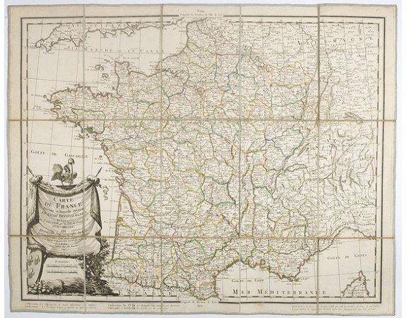 DEZAUCHE, Jean-claude. -  Carte de France, suivant sa nouvelle division en LXXXIII départements / dressée... Par Dezauche,...