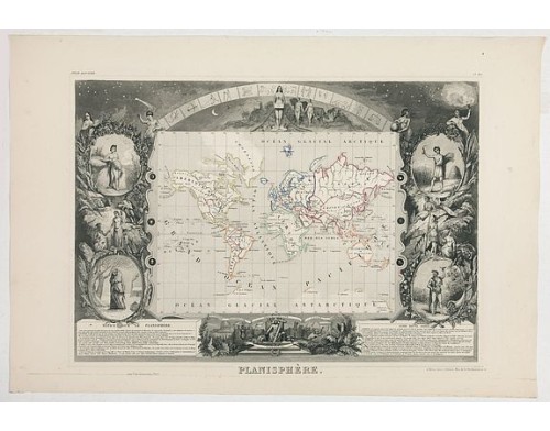 LEVASSEUR, V. - Planisphère. LEVASSEUR, V. - Planisphère.