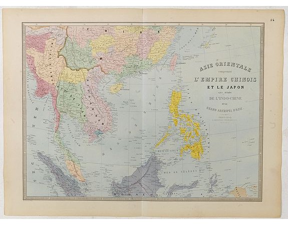 ANDRIVEAU-GOUJON, J. -  Carte de l'Asie orientale comprenant l'empire chinois le Japon les états de l'Indo-Chine et le grand archipel d'Asie ou Malaisie.