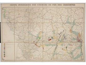 ANONYME -  Carte itinéraire des chemins de fer des Charentes.