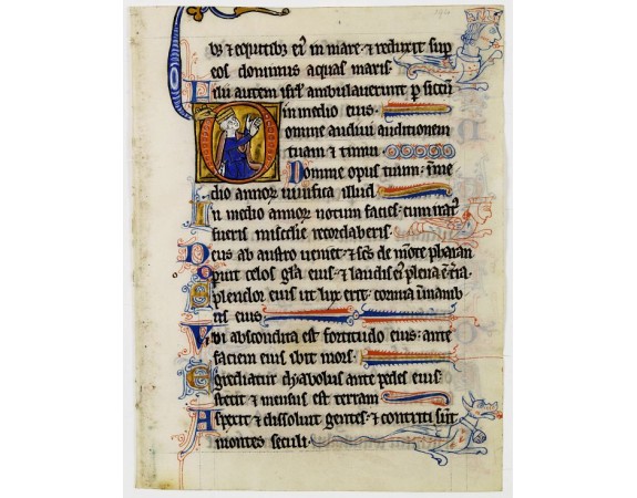 ANONYME. -  Illuminated leaf from a lithurgical Psalter.