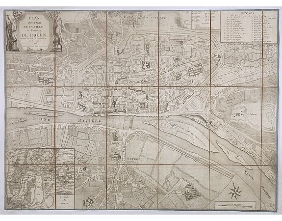 ANONYME -  Plan routier de la ville et faubourg de Rouen divisé en ses 13 paroisses et 5 succursales. 1813.