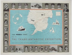 ANONYME -  The Times Map Of The Trans-Antarctic Expedition Antarctica South Pole Vivian Fuchs Edmund Hillary.
