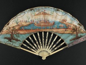 ANONYMOUS -  A folding  fan showing a nautical festival, ca. 1770.