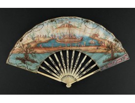 ANONYMOUS -  A folding  fan showing a nautical festival, ca. 1770.