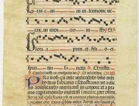 ANTIPHONARIUM. -  Leaf on vellum from a antiphonary.