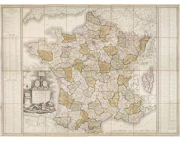 BELLEYME, P. de. -  Carte de la France Divisée en 83 Départements et Subdivisée en districts avec les Chefs-lieux de Cantons Présentée à l'Assemblée Nationale et au Roi.