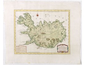 BELLIN, J.N. -  Carte de l'Islande pour servir á la continuation de l'histoire générale des voyages. Dressée sur celle de M. Horrebows.