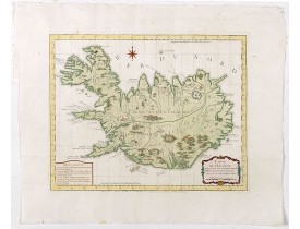 BELLIN, J.N. -  Carte de l'Islande pour servir á la continuation de l'histoire générale des voyages. Dressée sur celle de M. Horrebows.