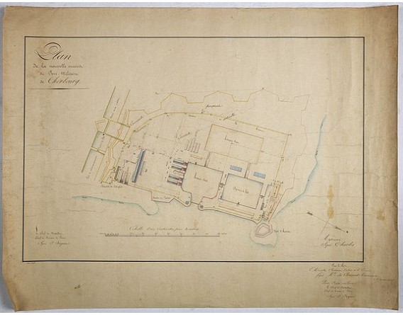 BERGERE, J. - Plan de la nouvelle enceinte du Port-Militaire de Cherbourg. BERGERE, J. - Plan de la nouvelle enceinte du Port-Militaire de Cherbourg.