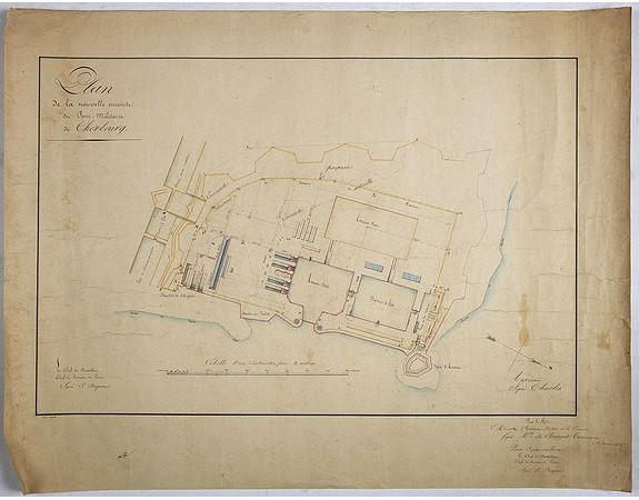 BERGERE, J. -  Plan de la nouvelle enceinte du Port-Militaire de Cherbourg.