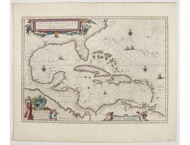 BLAEU, W. -  Insulae Americanae in Oceanus Septentrionali cum Terris..