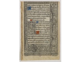 BOOK OF HOURS -  A printed leaf from a Book of Hours.