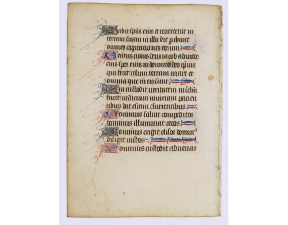 BOOK OF HOURS. -  Fine manuscript leaf from a Flemish book of hours, on vellum.