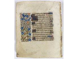 BOOK OF HOURS -  Leaf on vellum from a manuscript Book of Hours.