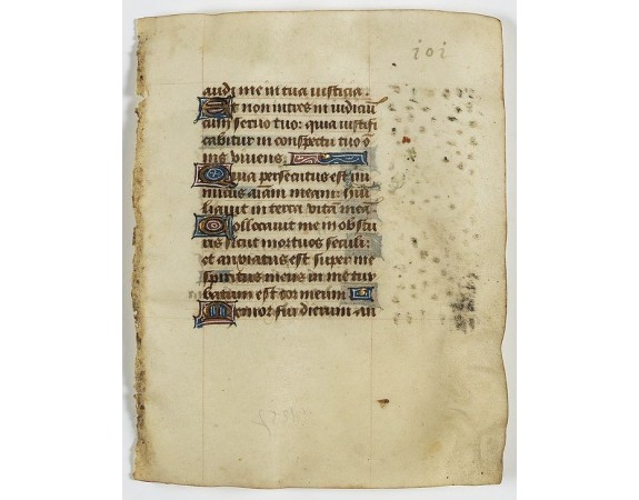 BOOK OF HOURS. - Leaf on vellum from a manuscript Book of Hours. BOOK OF HOURS. - Leaf on vellum from a manuscript Book of Hours.