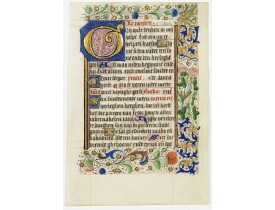 BOOK OF HOURS. -  Leaf on vellum, from a manuscript book of hours.