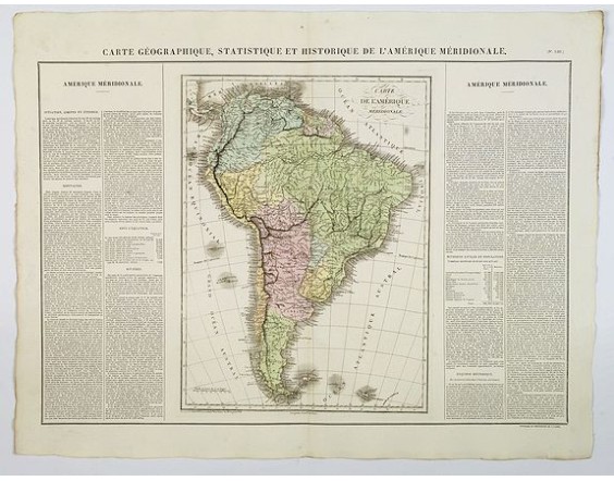 BUCHON, J. A. - Carte Geographique, Statistique et Historique de l'Amerique Meridionale. BUCHON, J. A. - Carte Geographique, Statistique et Historique de l'Amerique Meridionale.