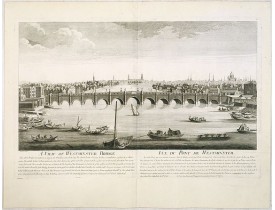 CHEREAU, J. / AVELINE, P.A. -  A view of Westminster bridge.  Vue du pont Westminster.