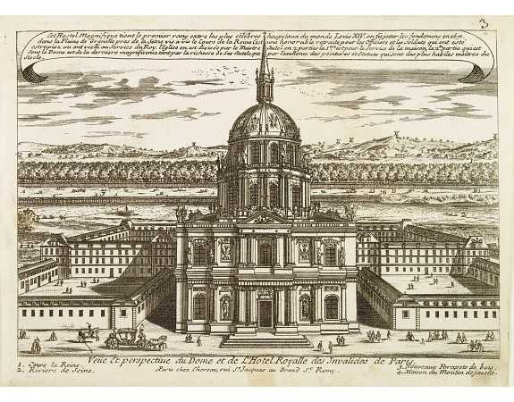 CHEREAU, J. -  Veüe Et perspective du Dome et de L'Hotel Royalle des Invalides de Paris.