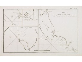 COOK, Captain James. -  Côte depuis la Baye d'York a la Baye et au Havre des Trois Isles / Baye St. David / Baye d'Elizabeth et la Baye en dessous des Isles. Tome I Pl. 5.