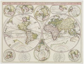 CORONELLI, V. / DE TILLEMONT. / NOLIN. -  Le Globe Terrestre Represente en Devx Plans Hemispheres, …