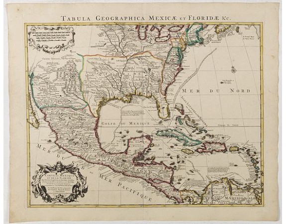 COVENS, J. / MORTIER, C. -  Carte du Mexique et de la Floride, des terres angloises et des isles Antilles, du cours et des environs de la rivière Mississipi. . .