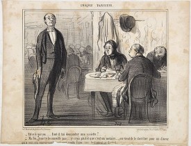 DAUMIER, H. -  Croquis Parisiens - " Est-ce le garçon..... faut-il lui demander une assiette? …"