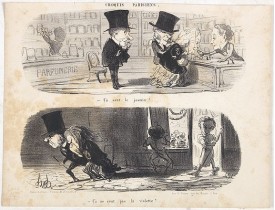 DAUMIER, H. -  Croquis Parisiens - "  Ça sent le jasmin!....... - Ça ne sent pas la violette!......". DAUMIER, H. -  Croquis Parisiens - "  Ça sent le jasmin!....... - Ça ne sent pas la violette!......".