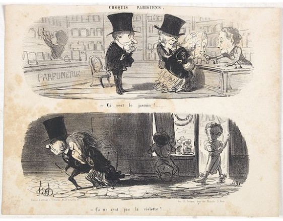 DAUMIER, H. - Croquis Parisiens - " Ça sent le jasmin!....... - Ça ne sent pas la violette!......". DAUMIER, H. - Croquis Parisiens - " Ça sent le jasmin!....... - Ça ne sent pas la violette!......".