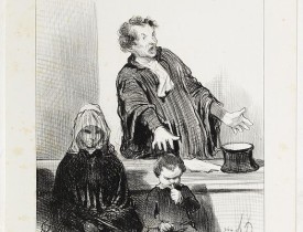 DAUMIER, H. -  Il défend l'orphelin et la veuve, à moins pourtant qu'il n'attaque la veuve et l'orphelin.