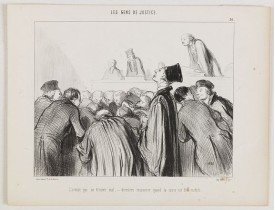 DAUMIER, H. -  Les Gens de Justice. - L'avocat qui se trouve mal - dernière ressource quand la cause est bien malade.