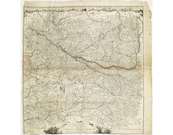 DE FER, N. -  Carte particuliere d'une grande partie des estats situez sur le haut rhein et sur les rivieres qui si déchargent comme sont L'Alsace, la Souabe et la Lorraine,&c. . .